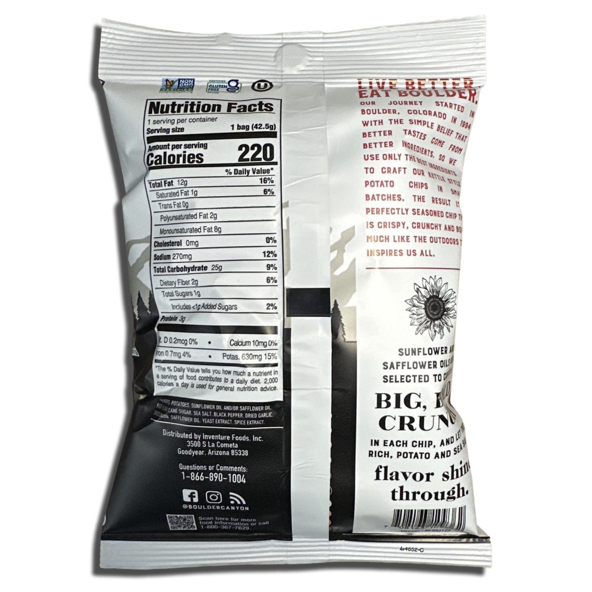 Kettle Style Potato Chips from Boulder | 1.5 Oz | (Cracked Pepper, 10 Bags) 2