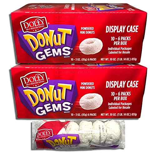 Dolly Madison Powdered Donut Gems Mini Donuts Donettes Bulk Value Pack | 20 Packs (120 Donuts)