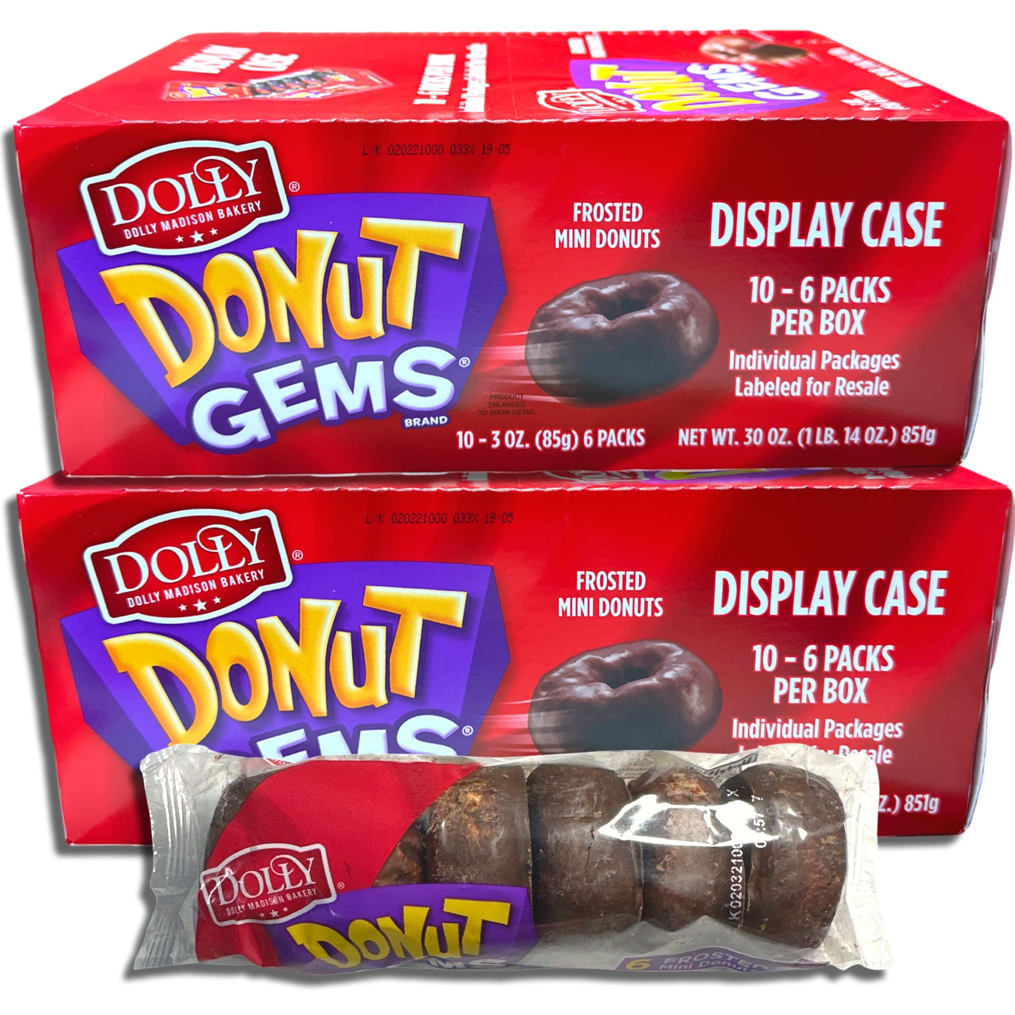 Dolly Madison Chocolate Frosted Donut Gems Mini Donuts Donettes Bulk Value Pack | 20 Packs (120 Donuts)
