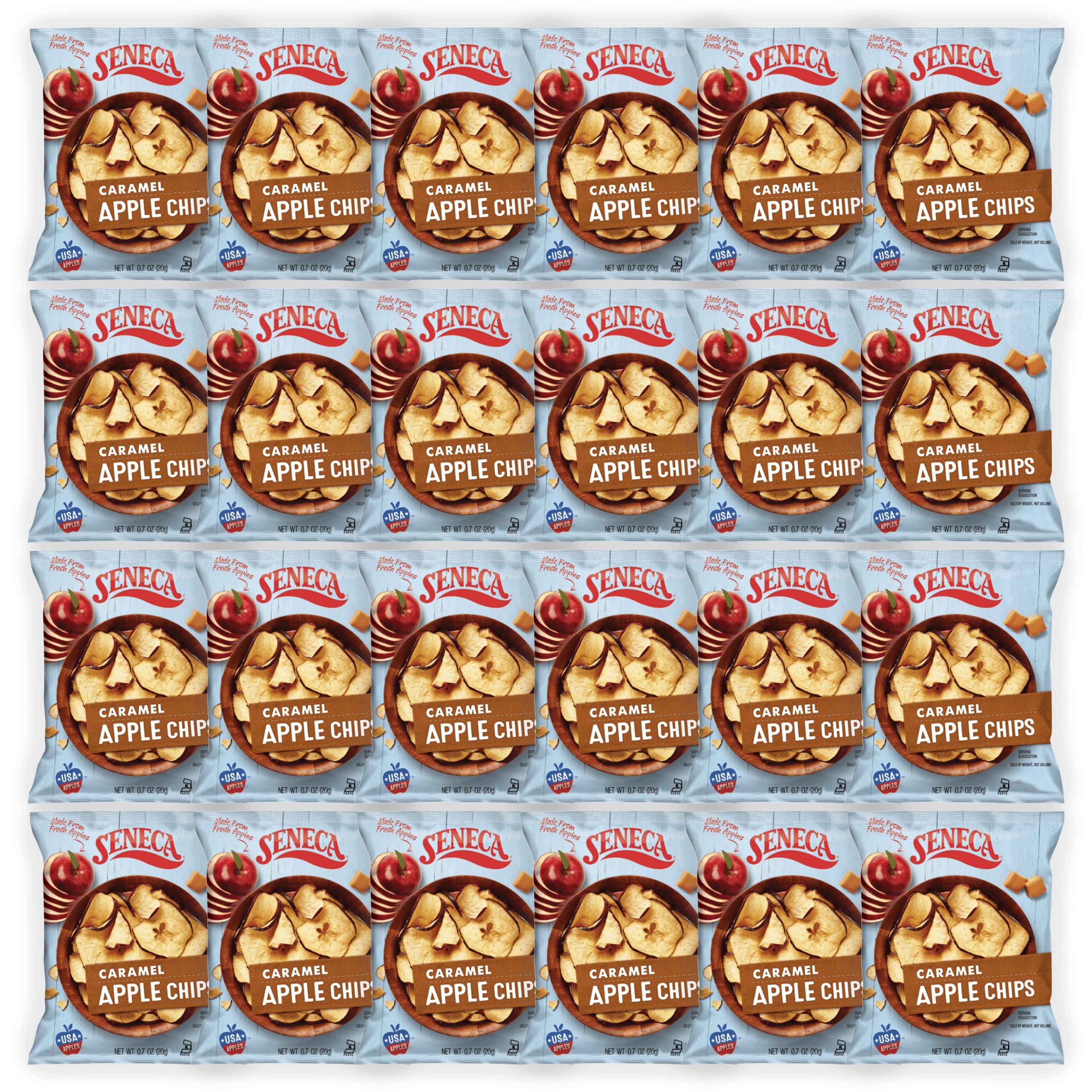 Seneca Caramel Apple Chips | Made from Fresh Apples | 100% Red Delicious Apples | Yakima Valley Orchards | Crisped Apple, 24 Bags