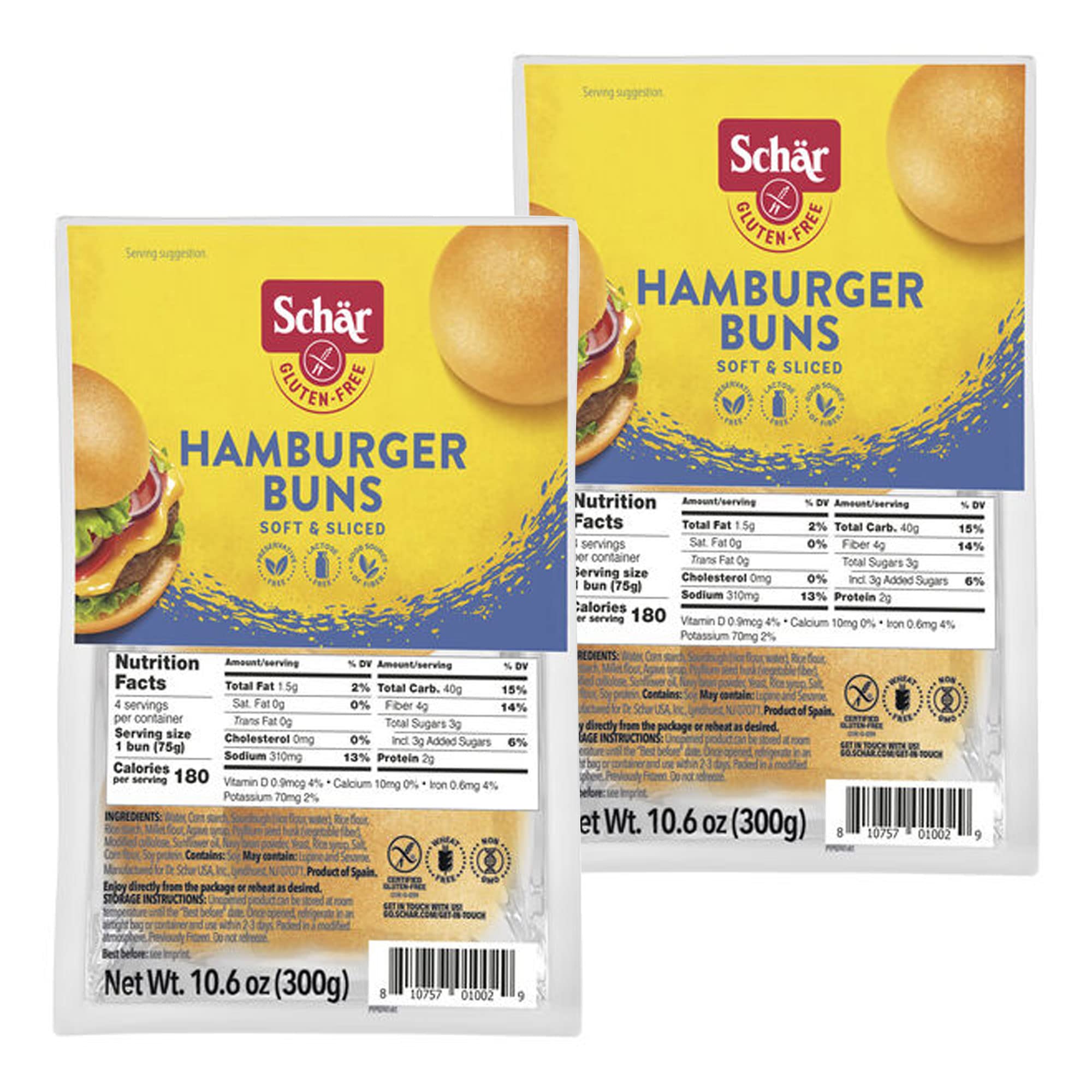 Schar Gluten Free Hamburger Buns, 10.6oz Bag (Pack of 2) 3