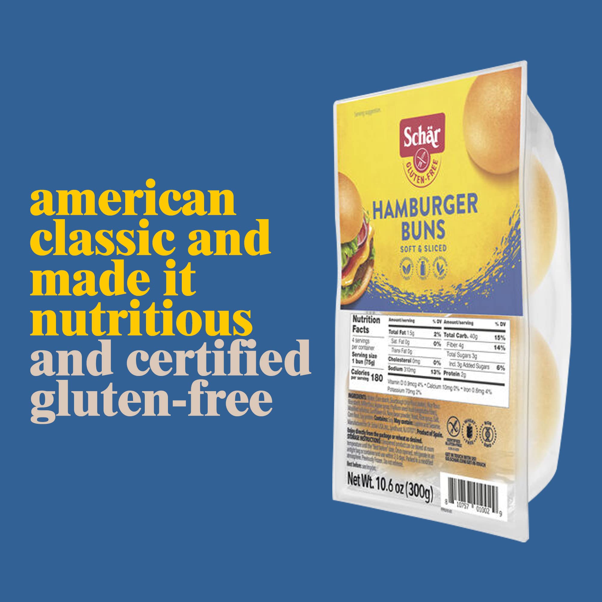 Schar Gluten Free Hamburger Buns, 10.6oz Bag (Pack of 2) 5