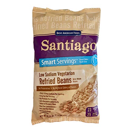 Santiago Low Sodium Dehydrated Vegetarian Refried Beans with Whole Beans, 1.64 Pound Bag