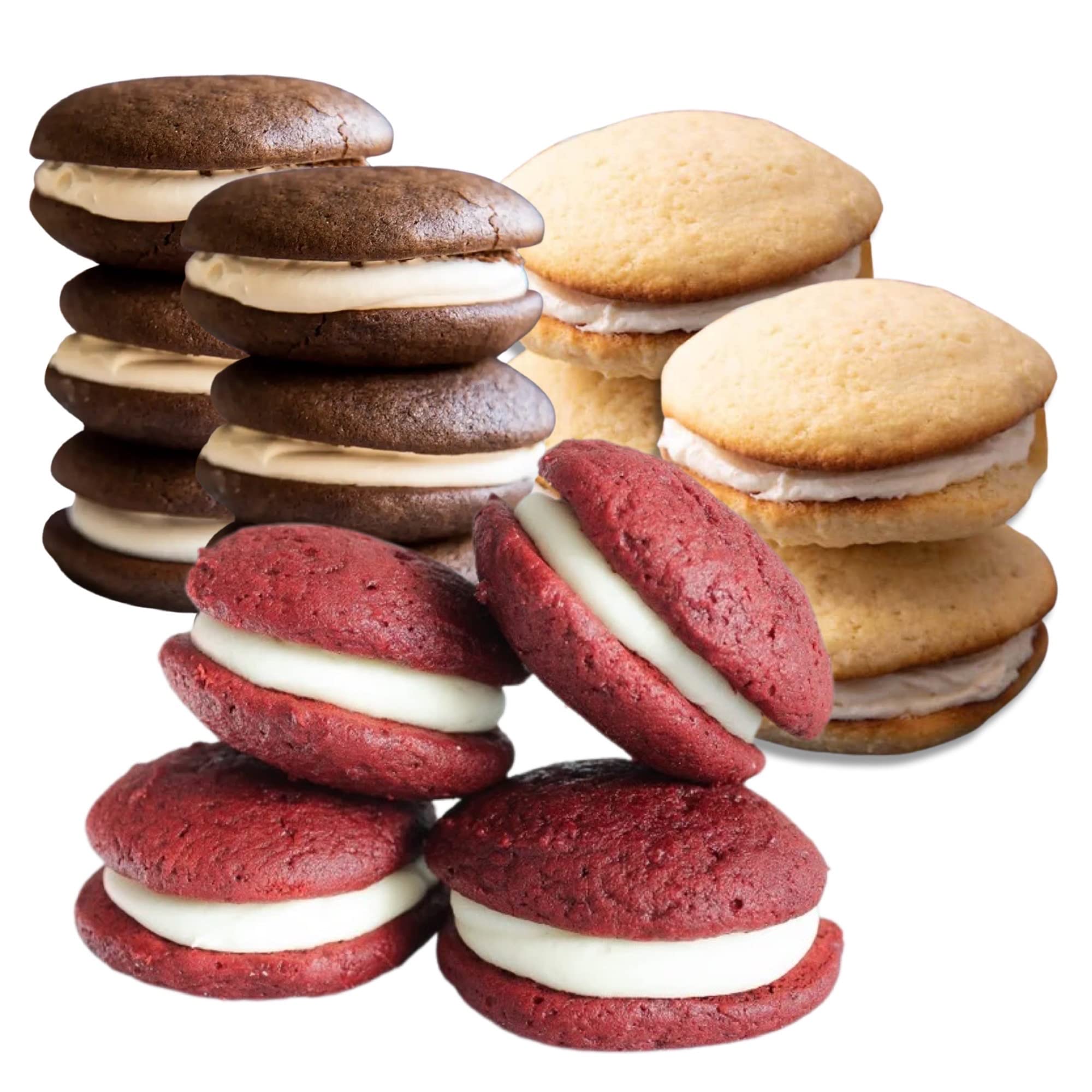 Individually Wrapped Whoopie Pie Variety Pack Includes Chocolate, Vanilla and Red Velvet Flavors