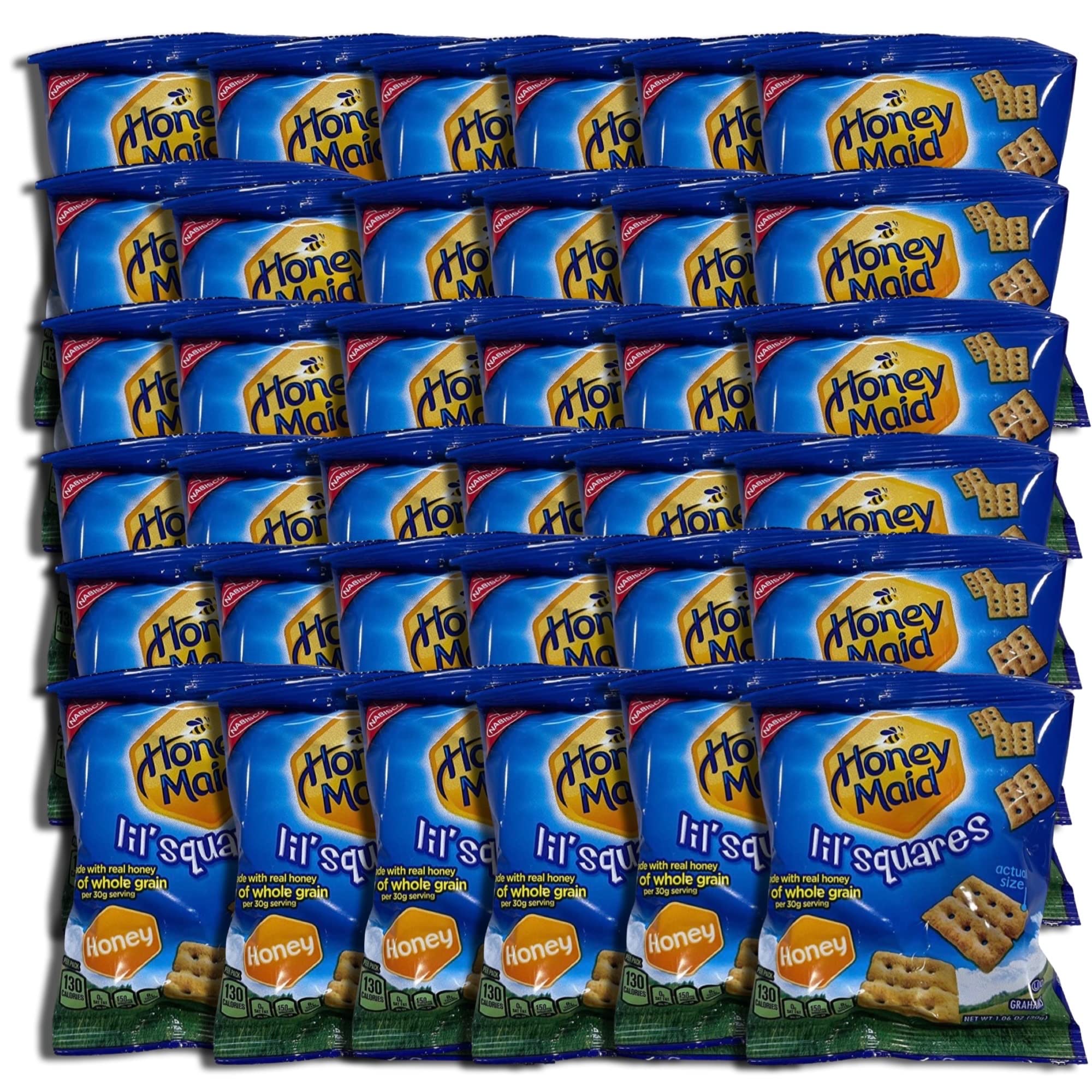 Lil' Squares Honey Graham Crackers Individual Single Serve Packs | Whole Grain, No High Fructose Syrup | (18 Packs) 4