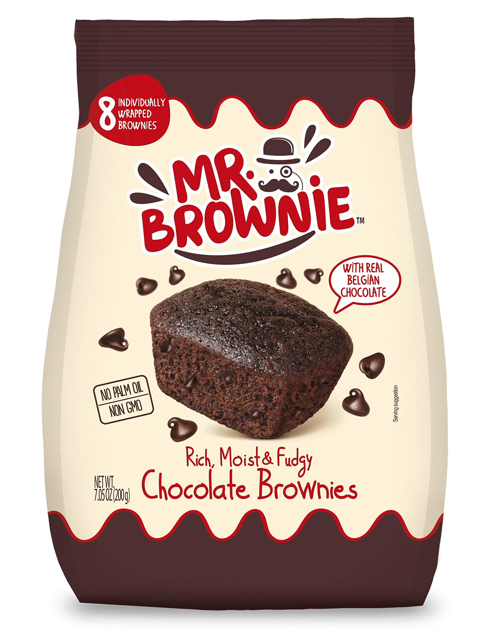 Mr. Brownie Chocolate Brownies | 8 Individually Wrapped Brownie Bites | Snack Packs for Kids & Adults | Real Belgian Cho
