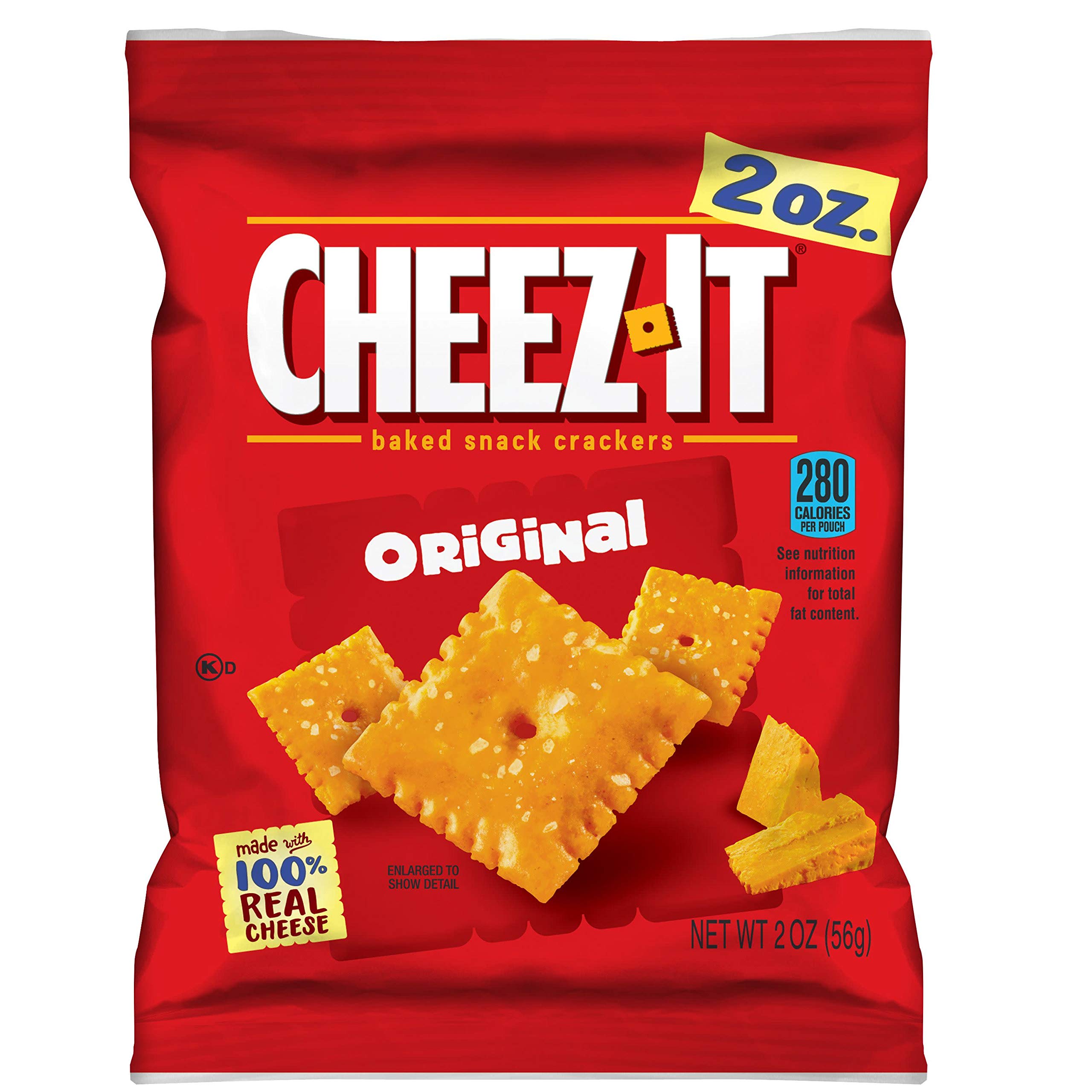 CHEEZ-IT Baked Snack Crackers, Original Crackers, 2-Ounce Bags (Pack of 60)