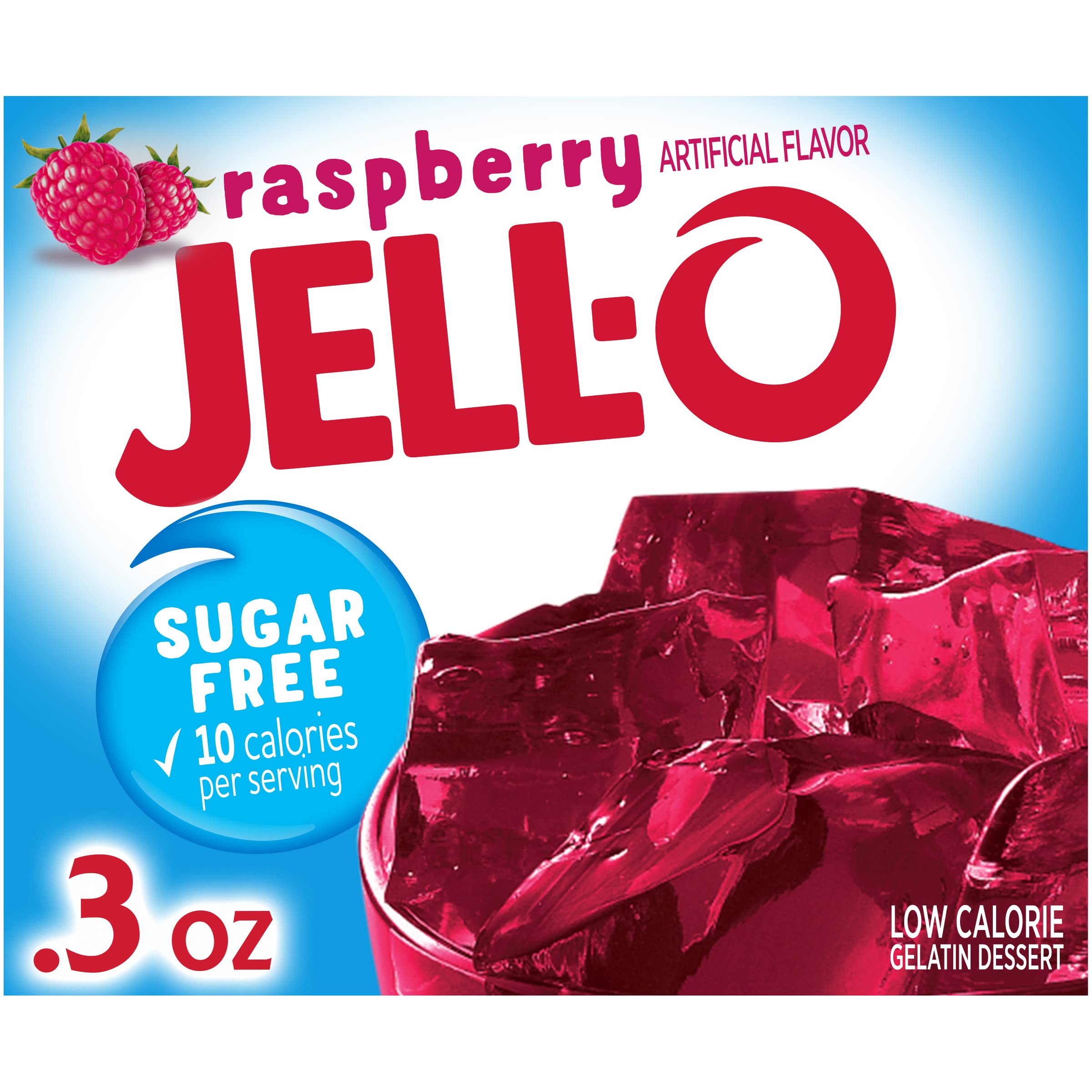 Jell-O Raspberry Sugar Free Gelatin Dessert Mix (24 ct Pack, 0.3 oz Boxes)