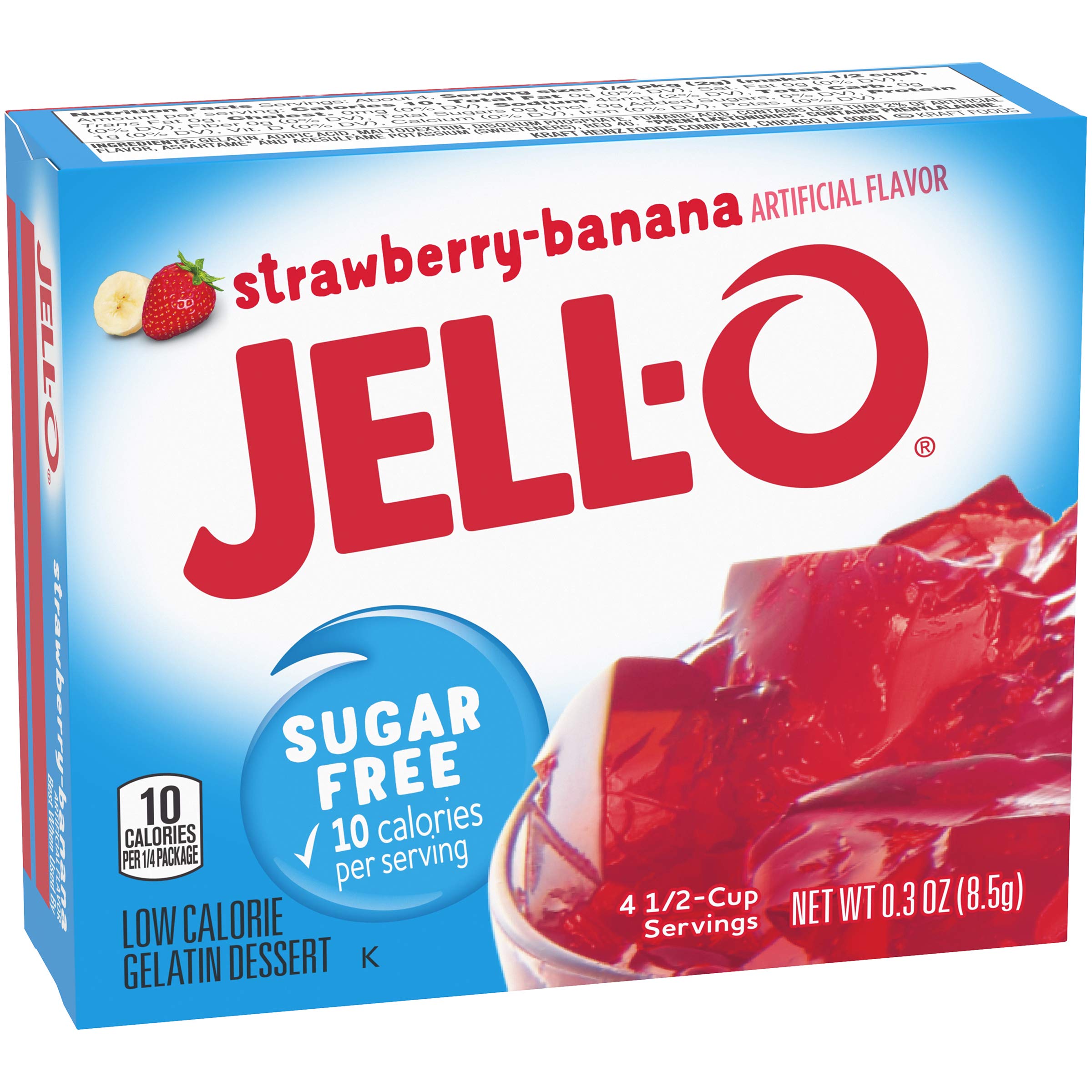 Jell-O Strawberry Banana Sugar Free Gelatin Dessert Mix (24 ct Pack, 0.3 oz Boxes) 3