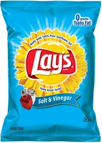 Lay's Potato Chips, Salt & Vinegar, 1.5-Ounce Large Single Serve Bags (Pack of 64)