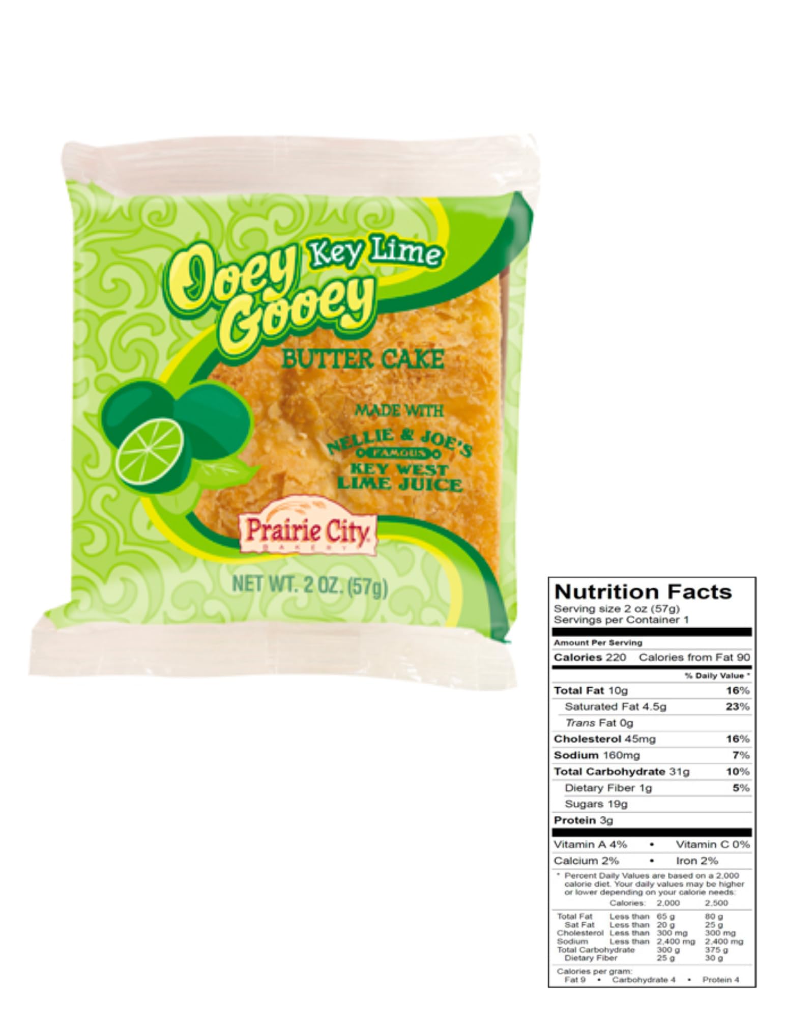 Prairie City Bakery Ooey Gooey Butter Cake Individually Wrapped 2 Ounce Snack Cakes Pack of 10 (Key Lime) 2