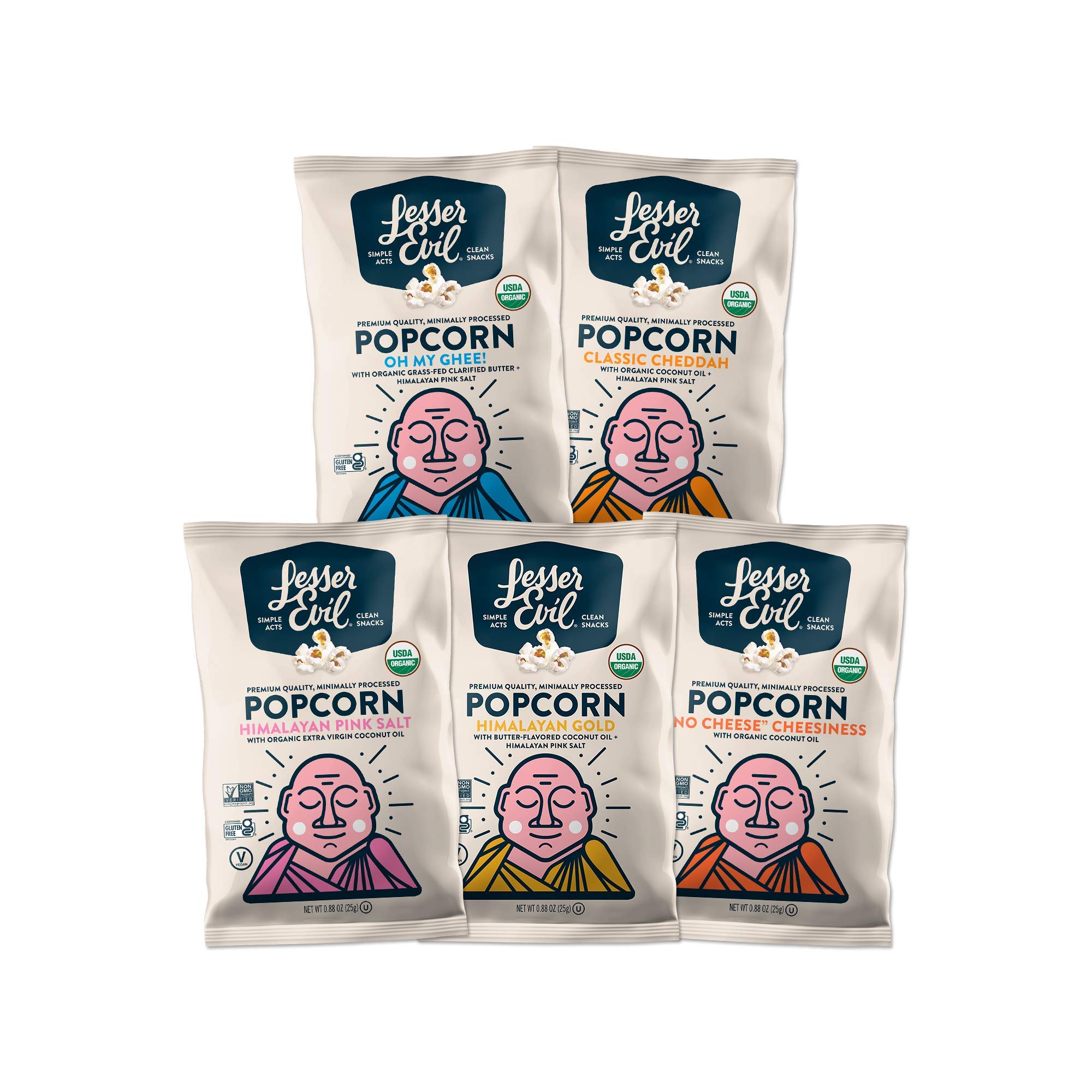 LesserEvil Himalayan Gold Organic Popcorn, No Artificial Ingredients, Coconut Oil, 0.88 Ounce (Pack of 25) 4