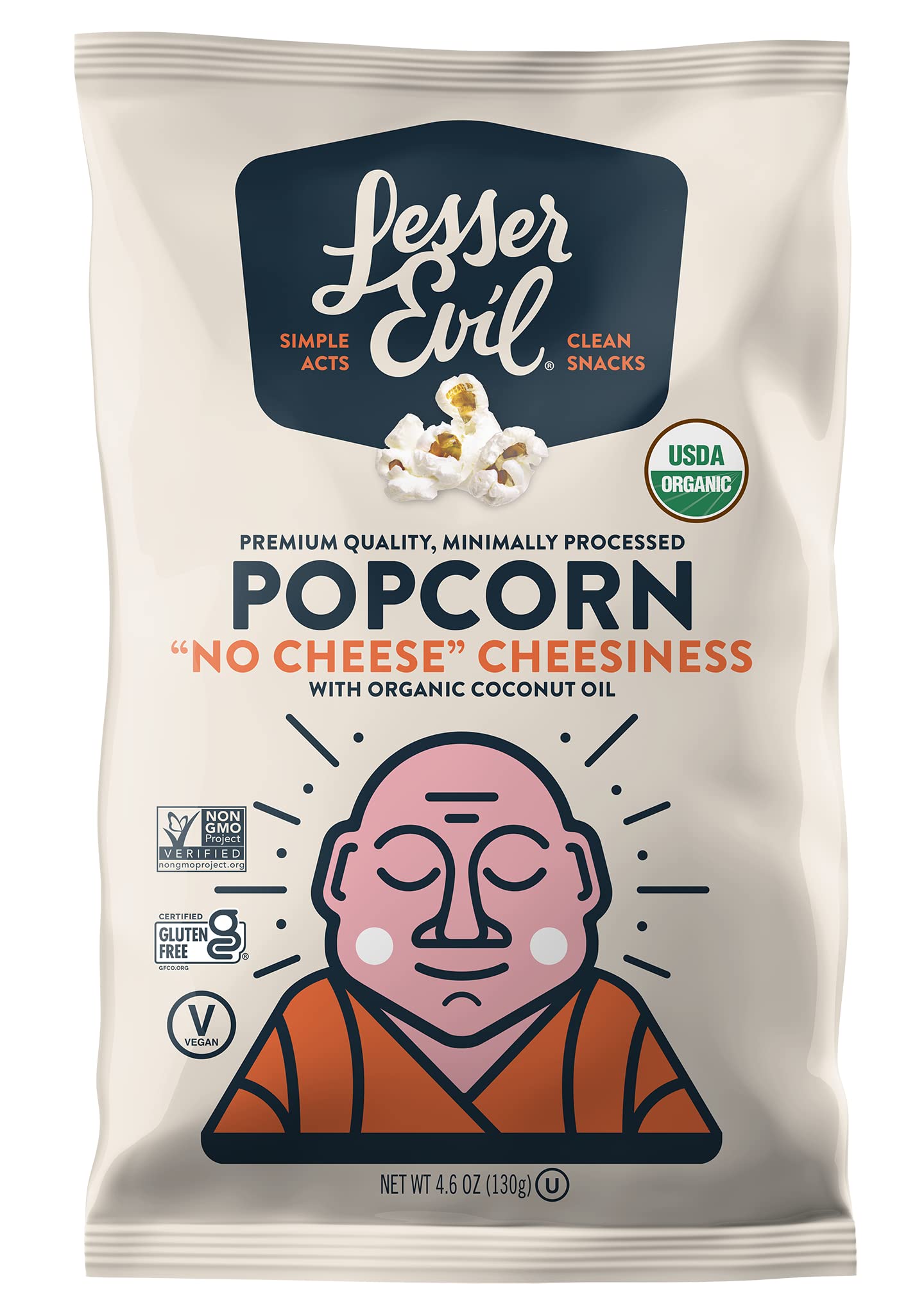 LesserEvil White Cheddar Organic Popcorn, No Artificial Ingredients, Coconut Oil, Pack of 12, 5 oz Bags 2