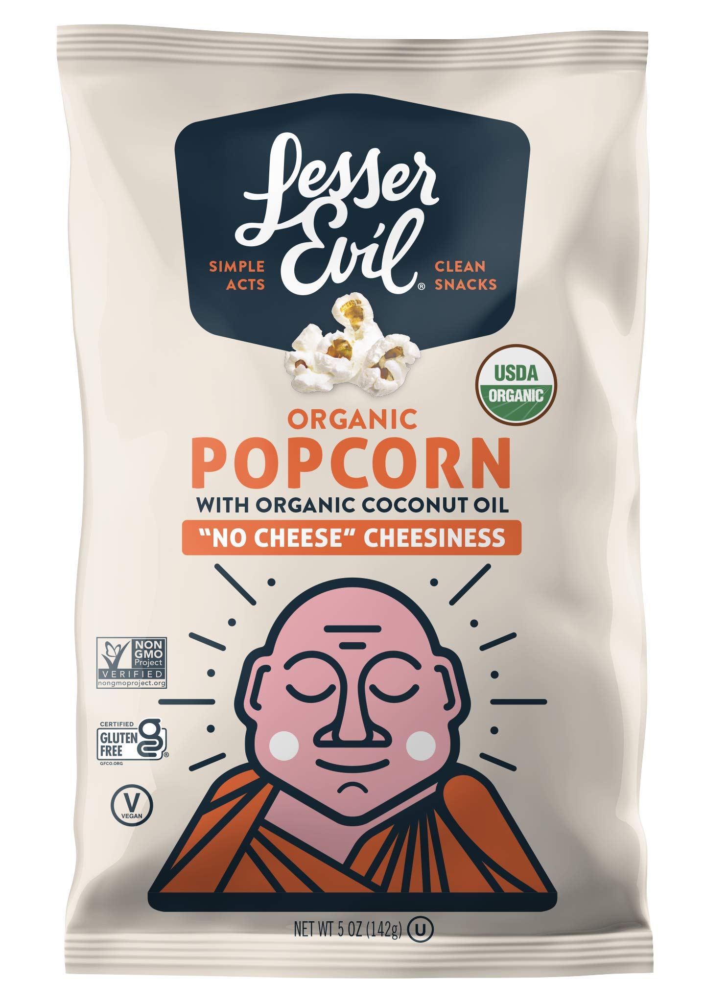 LesserEvil White Cheddar Organic Popcorn, No Artificial Ingredients, Coconut Oil, Pack of 12, 5 oz Bags 3