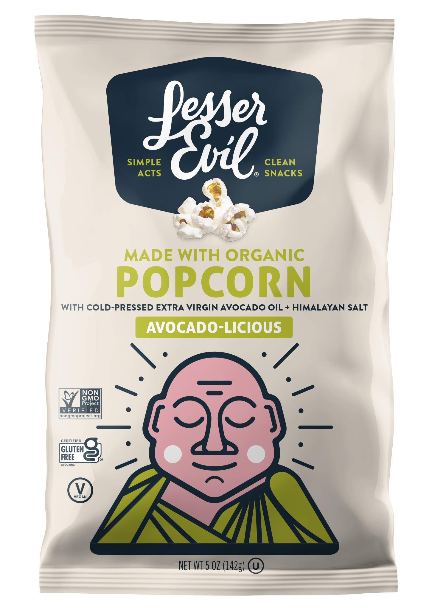 LesserEvil Avocado-Licious Organic Popcorn, No Artificial Ingredients, Coconut Oil, Pack of 12, 5 oz Bags 3