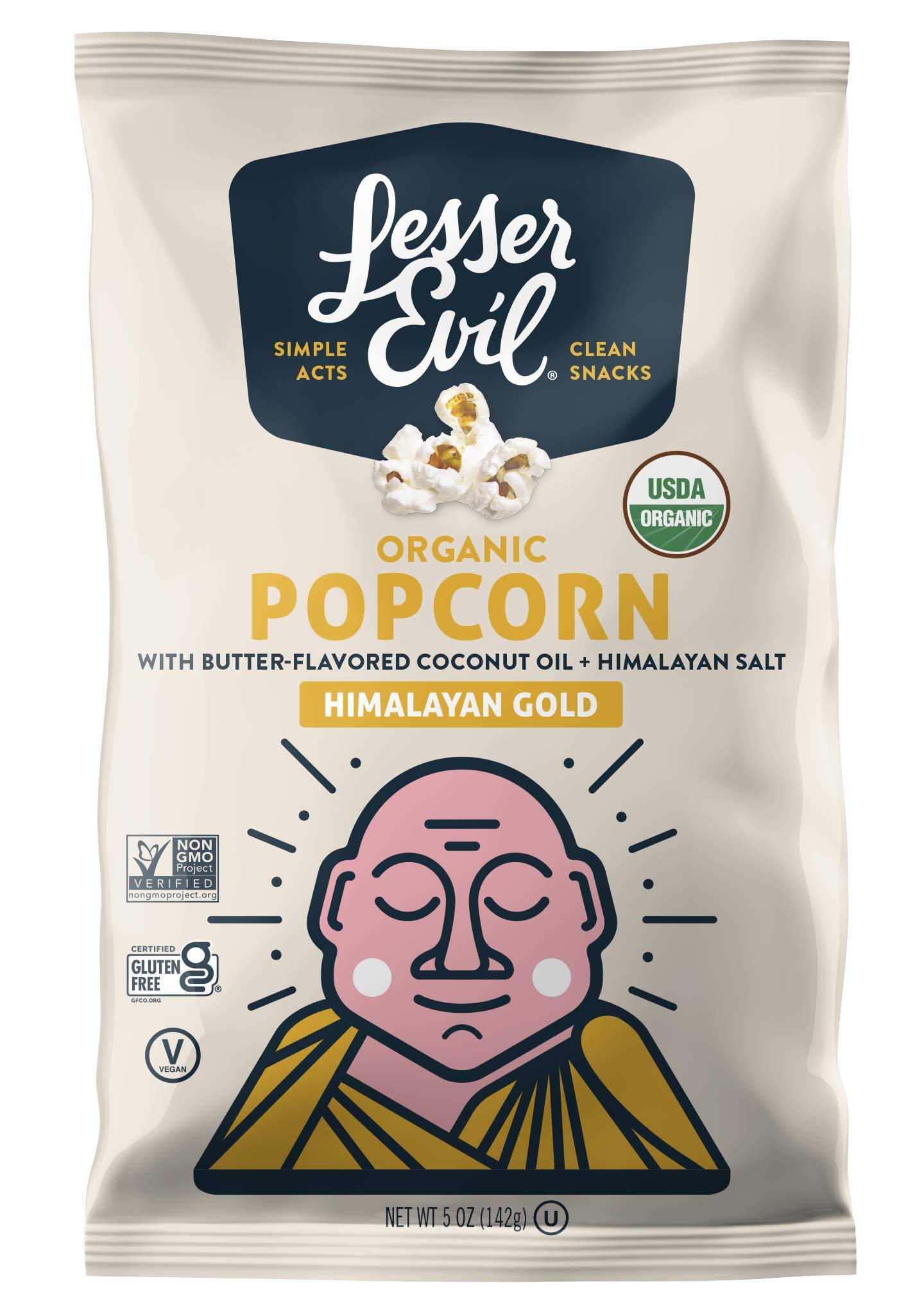 LesserEvil Himalayan Gold Organic Popcorn, No Artificial Ingredients, Coconut Oil, Pack of 12, 5 oz Bags 3