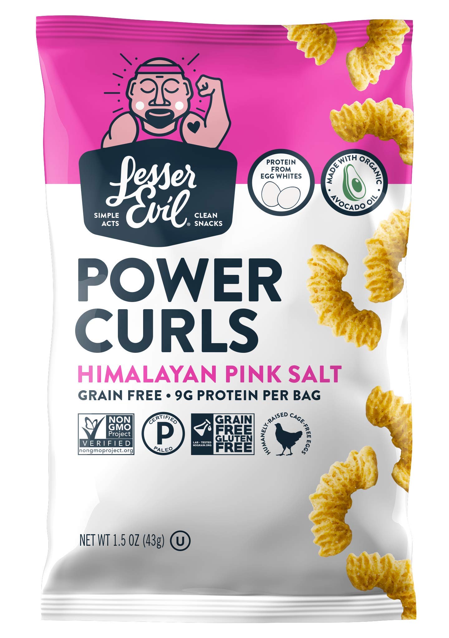 LesserEvil Himalayan Pink Salt Grain Free Power Curls, No Artificial Ingredients, Egg White, Pack of 24, 1.5 oz Bags 3
