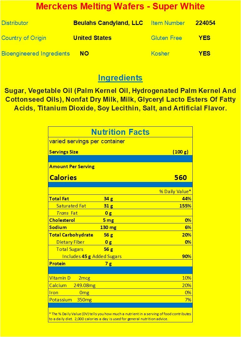 Merckens Coating Wafers Melting Wafers Super White 5 pounds 5
