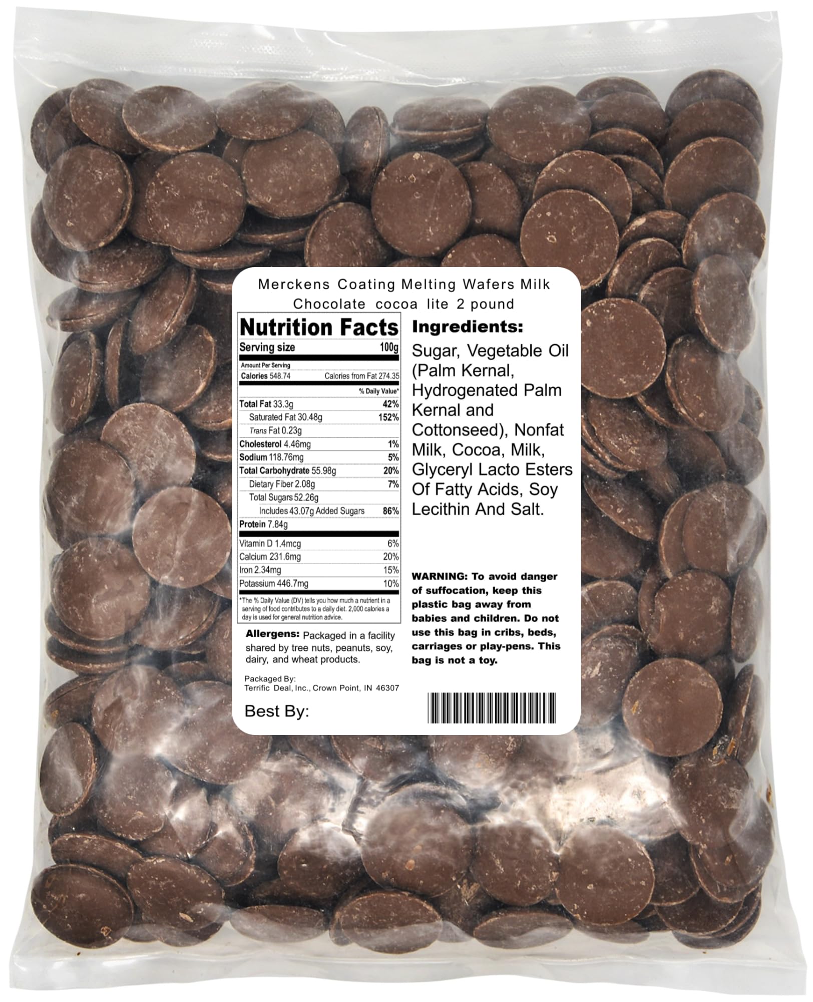 Merckens Coating Melting Wafers Milk Chocolate cocoa lite 2 pound 2