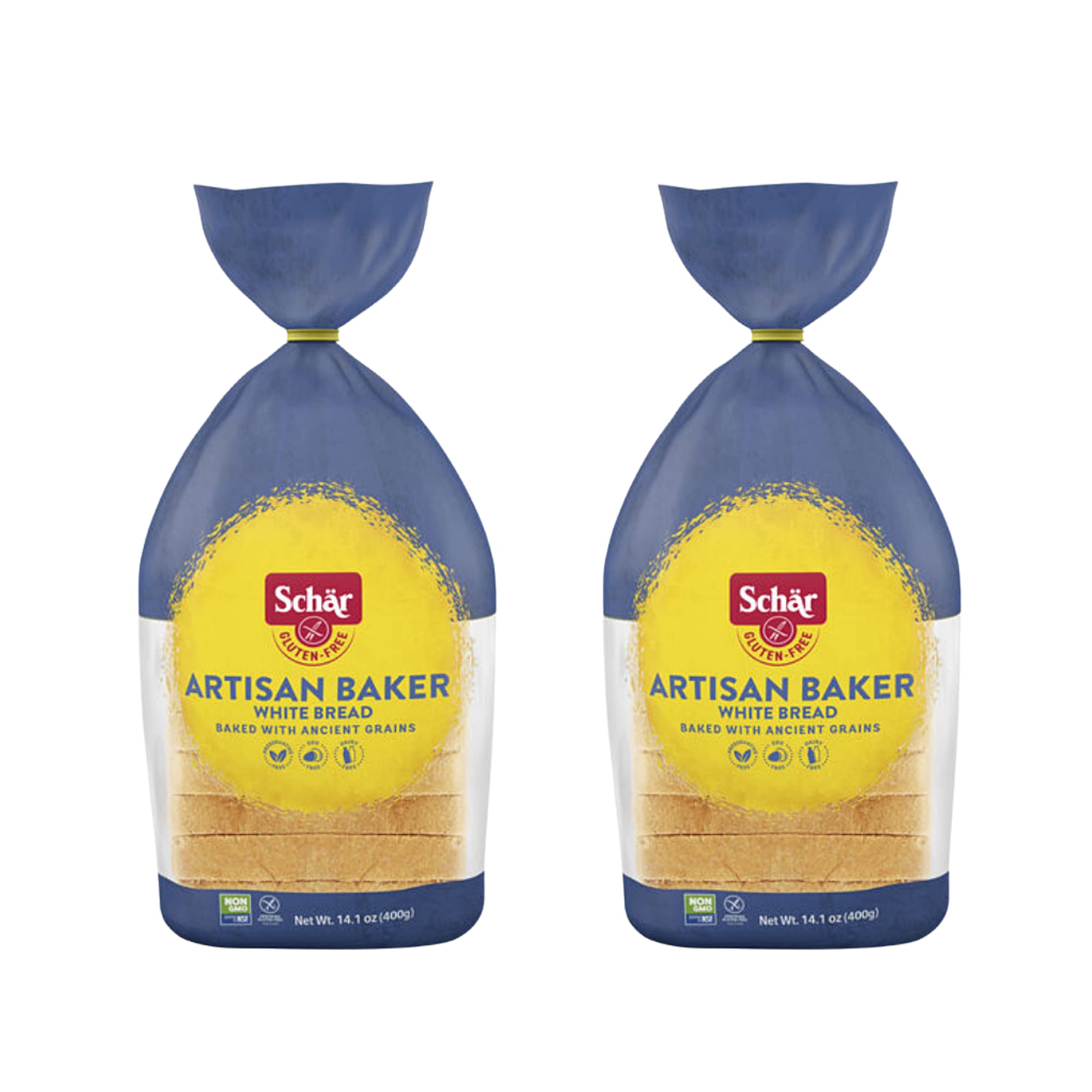 Schar - Artisan Baker White Bread - Certified Gluten Free - No GMO's, Dairy or Wheat - (14.01 oz) 2 Pack 2