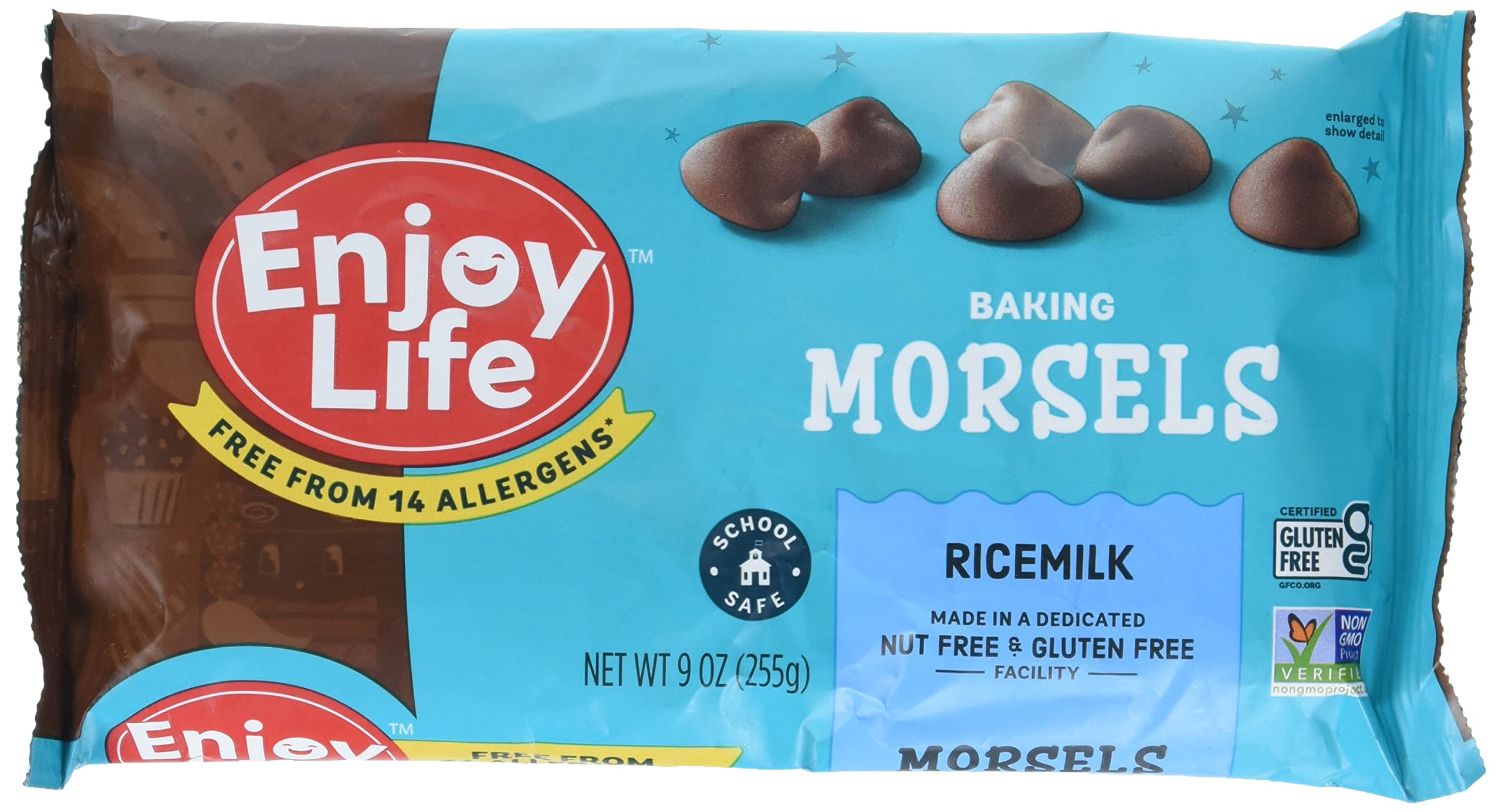 Enjoy Life Foods Ricemilk Baking Morsels Milk Chocolate Flavor, Gluten Free, School Safe, Non GMO, Dairy Free, Soy Free, 2