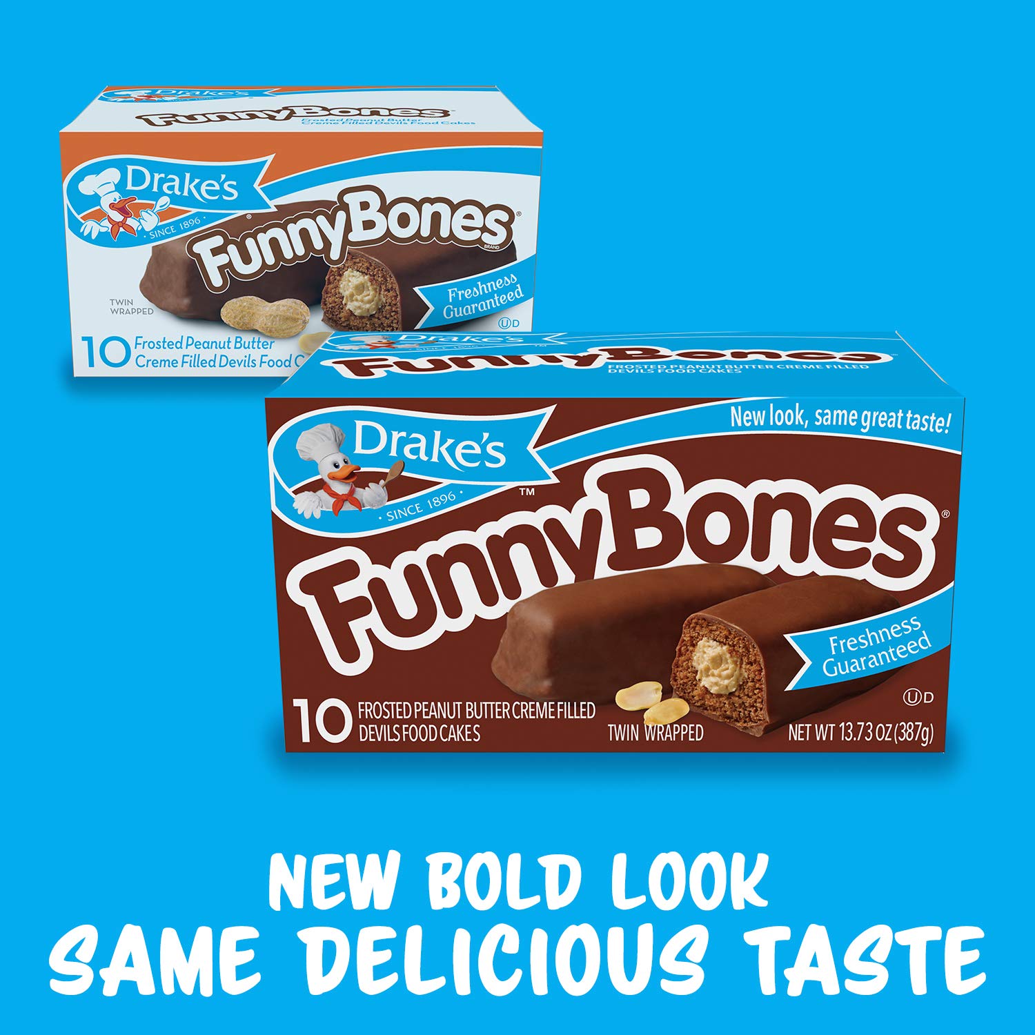 Drake's Funny Bones, 10 Twin-Wrapped Devils Food Cakes, 13.73 OZ Box 3