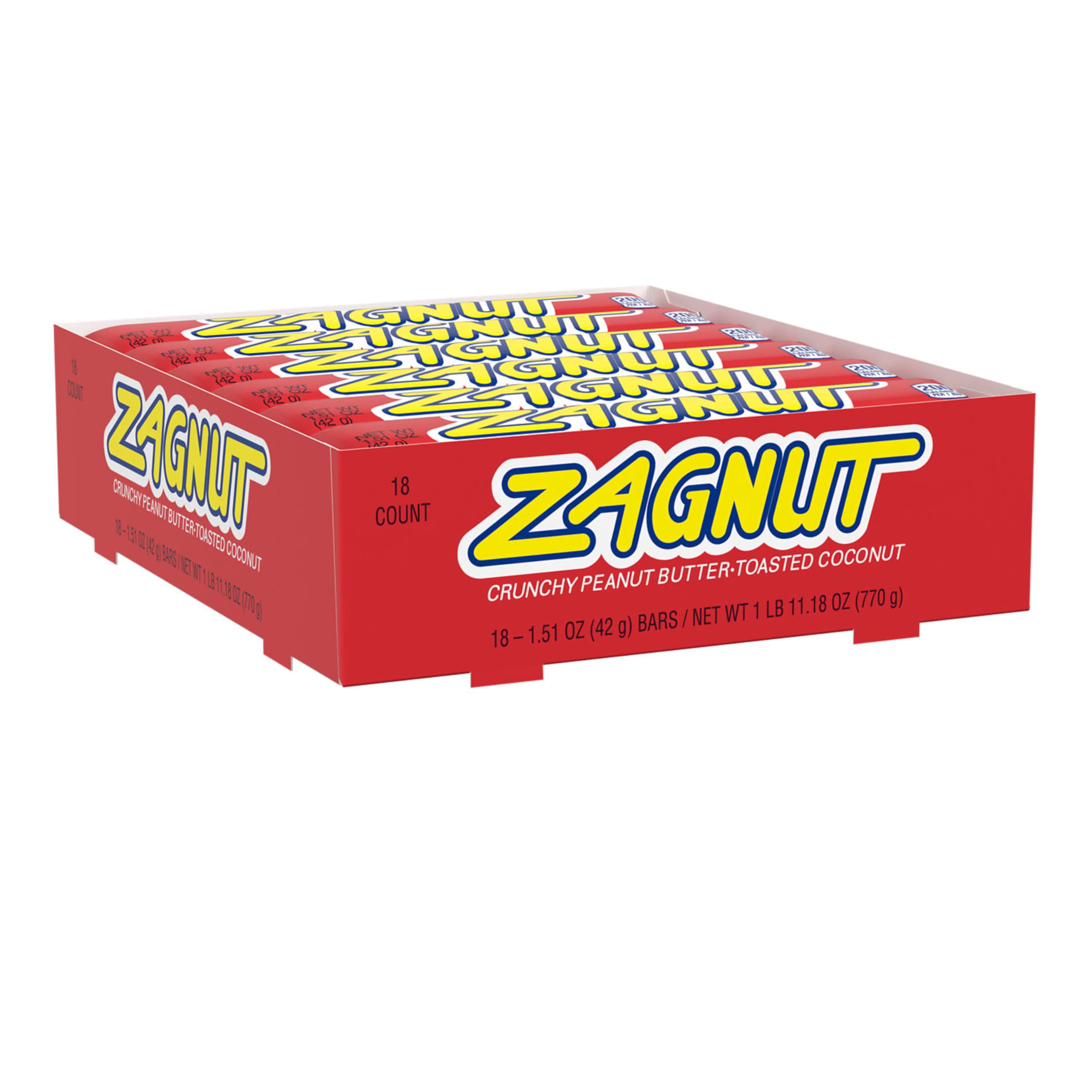 ZAGNUT Crunchy Peanut Butter with Toasted Coconut Candy Bars, 1.51 oz (18 Count) 2