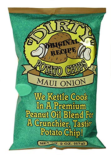 Dirty Kettle Potato Chips, Maui Onion, 2 oz. Bag, 25 Count – Gluten Free, Skins On, Crunchy Chips, Great for Lunches or
