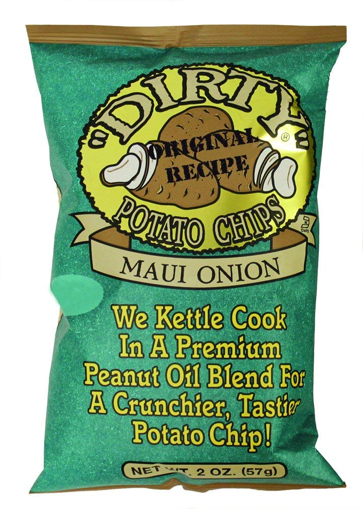 Dirty Kettle Potato Chips, Maui Onion, 2 oz. Bag, 25 Count – Gluten Free, Skins On, Crunchy Chips, Great for Lunches or 2