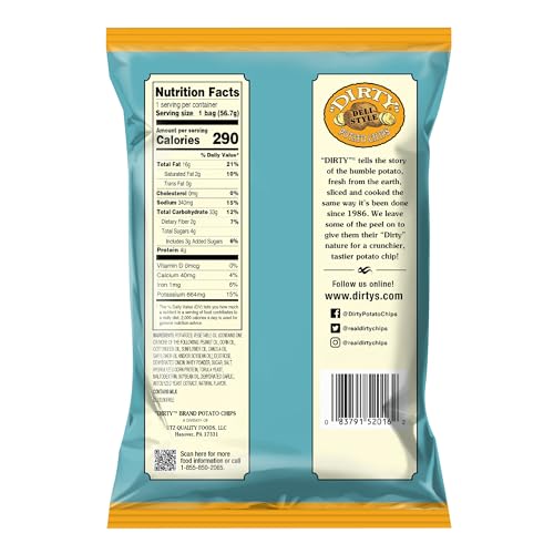 Dirty Kettle Potato Chips, Maui Onion, 2 oz. Bag, 25 Count – Gluten Free, Skins On, Crunchy Chips, Great for Lunches or 5