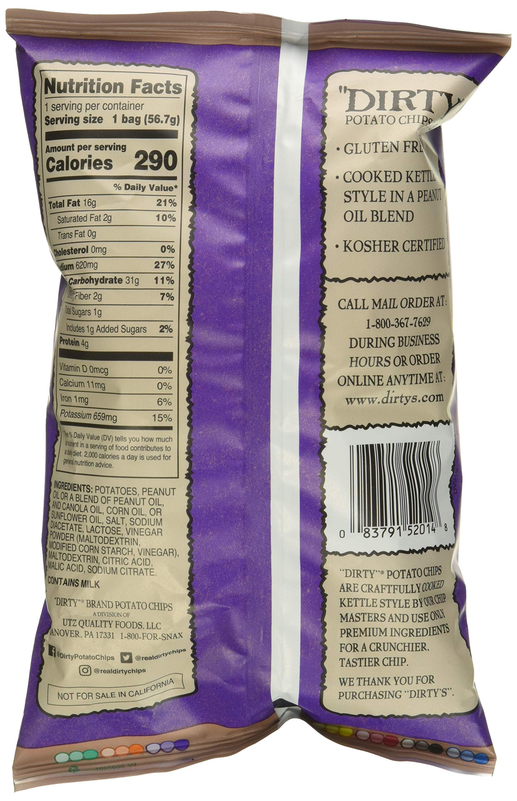 Dirty Sea Salt & Vinegar Potato Chips, Gluten Free, 2 Ounces (Pack Of 25) 3