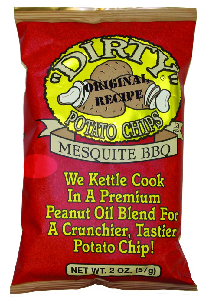 Dirty Kettle Potato Chips, Mesquite BBQ, 2 oz. Bag, 25 Count - Gluten Free, Skins On, Crunchy Chips, Sweet and Smoky BBQ 2