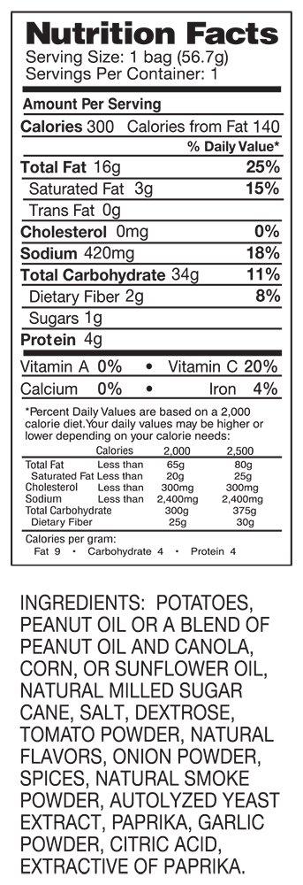 Dirty Kettle Potato Chips, Mesquite BBQ, 2 oz. Bag, 25 Count - Gluten Free, Skins On, Crunchy Chips, Sweet and Smoky BBQ 5