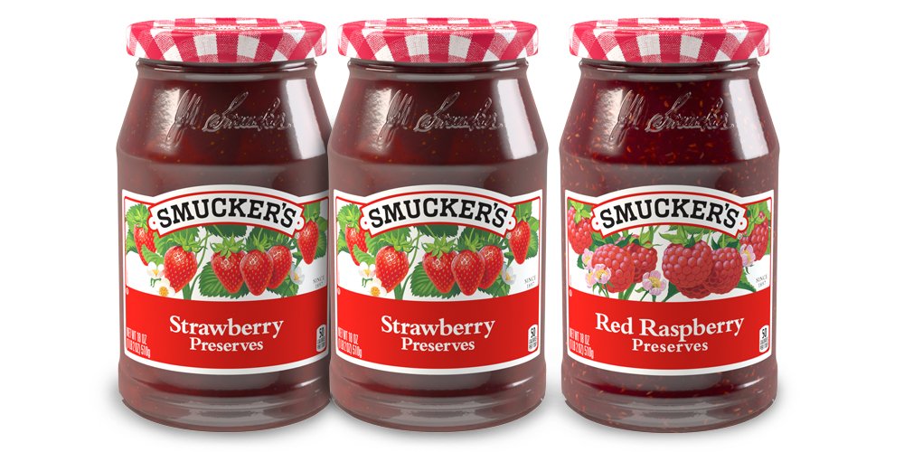 Smucker's Strawberry and Red Raspberry Preserves Variety Pack, 18 Ounces (Pack of 3) 2