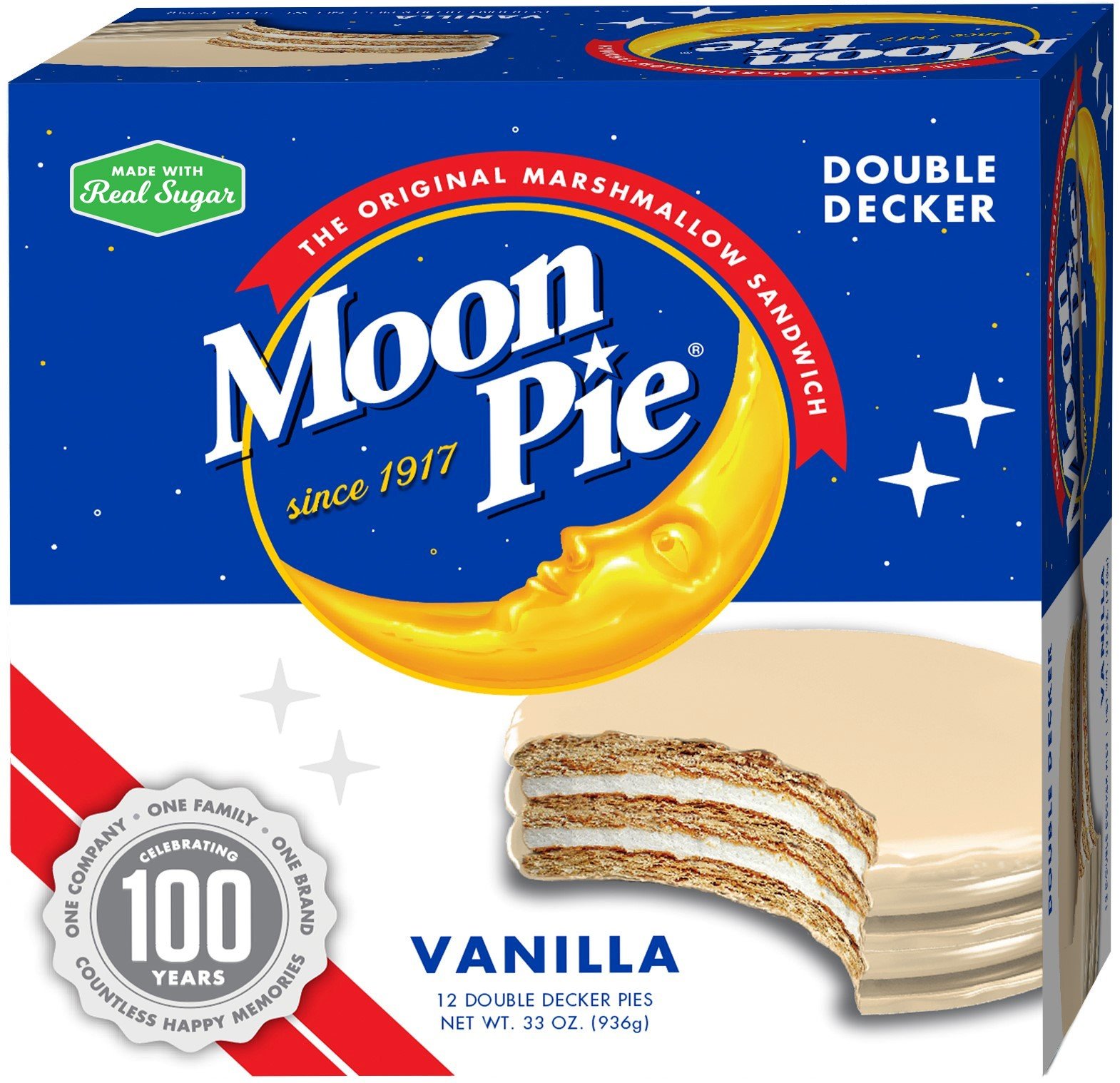 Moon Pie Double Decker Vanilla Marshmallow Sandwich - 8 Count Box (Pack of 9 Boxes, 72Count Total)