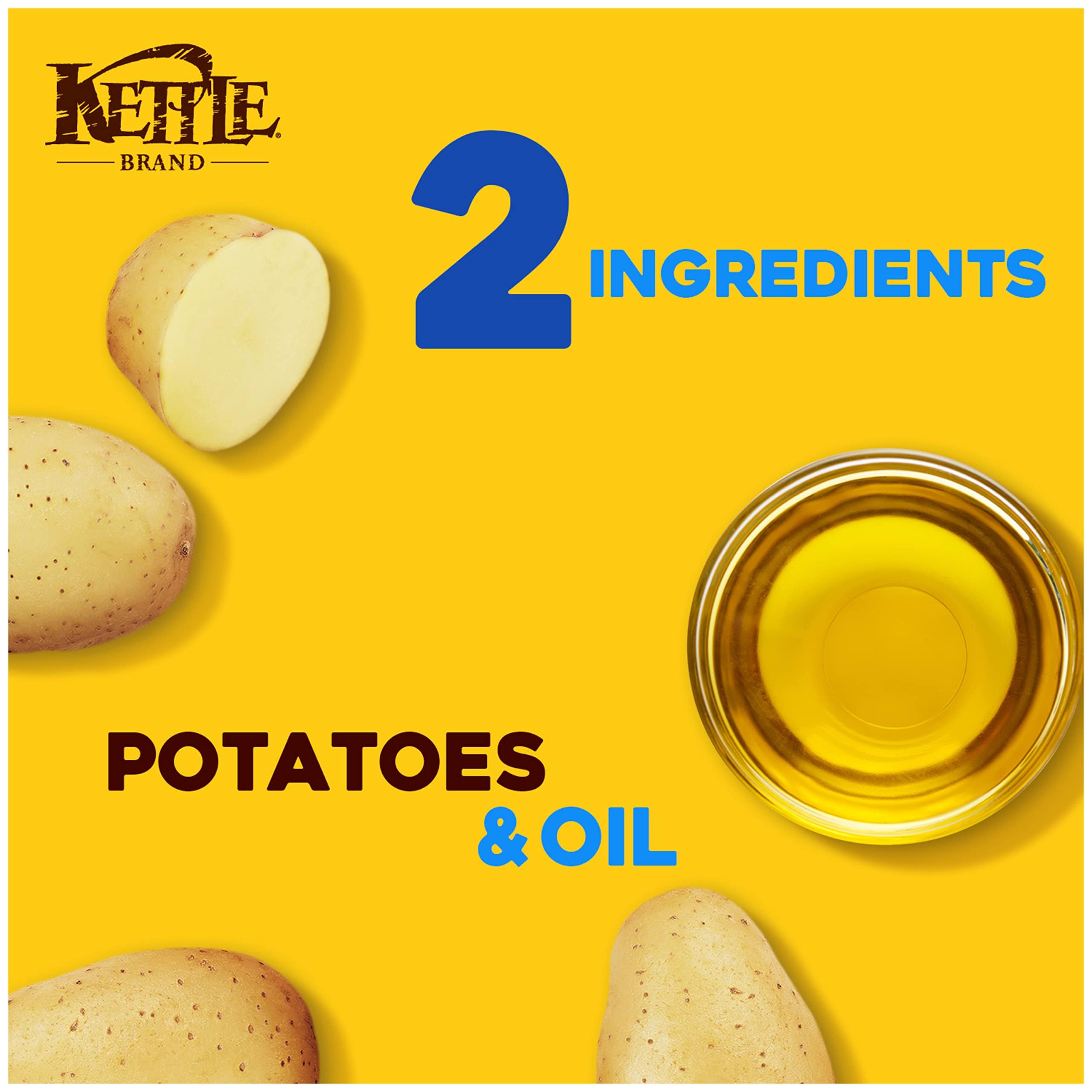 Kettle Brand Potato Chips, Unsalted Kettle Chips, 5 Oz (Pack of 15) 5