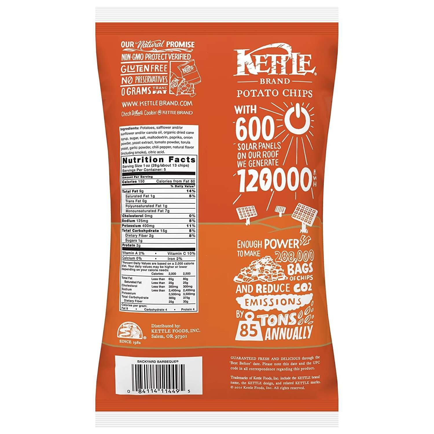 Kettle Brand Potato Chips, Backyard Barbeque Bags, 5 Ounce (Pack of 15) 6