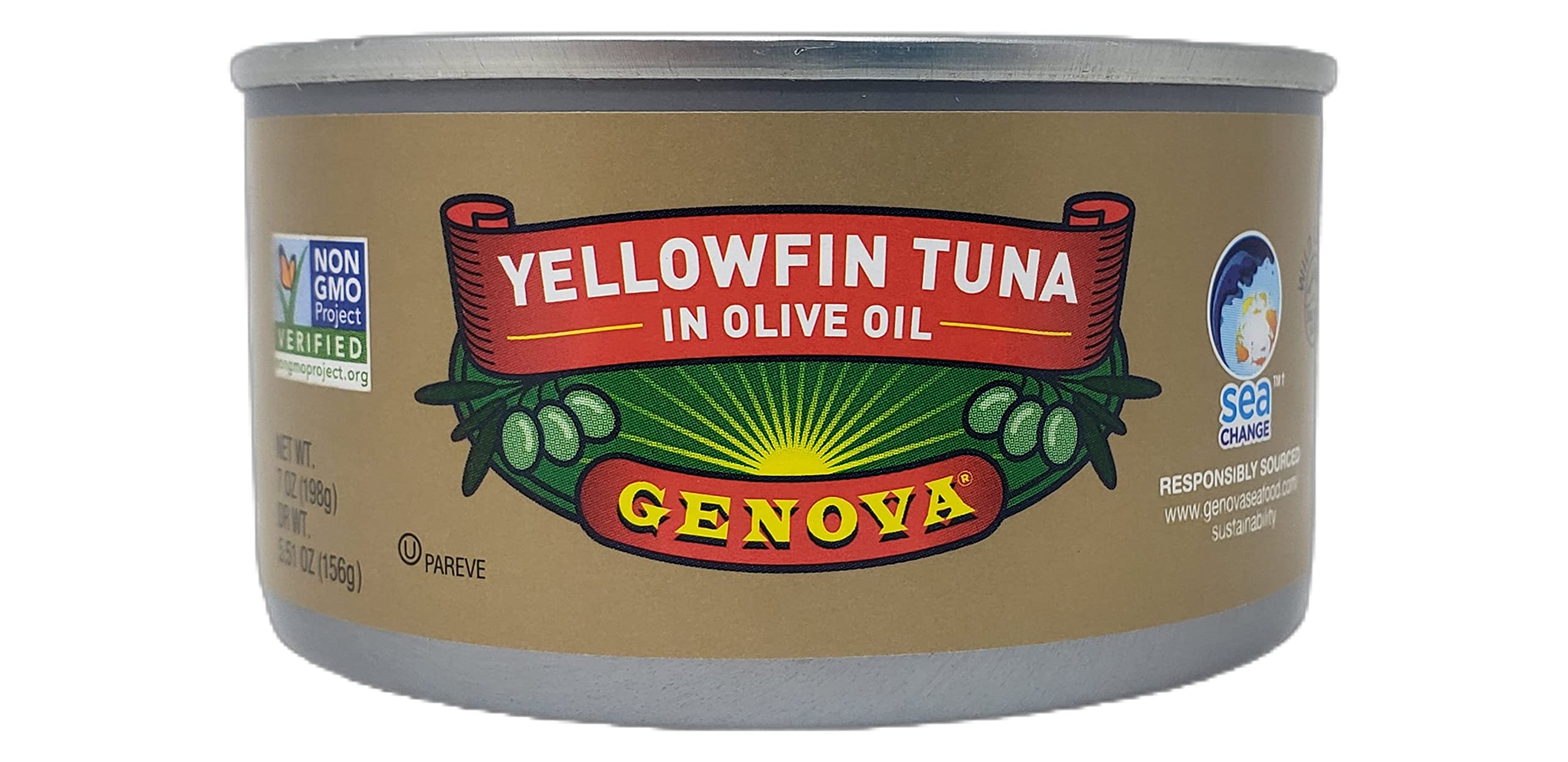 Genova Premium Yellowfin Tuna in Olive Oil - Pack of 12 Cans - Responsibly Sourced Tuna - Non GMO - 7 oz Per Can - 84 oz Total - Bulk Genova Tuna 3