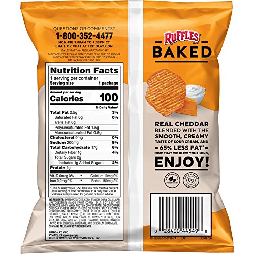 Baked, Ruffles Cheddar & Sour Cream, 0.8 Ounce (Pack of 60) 5