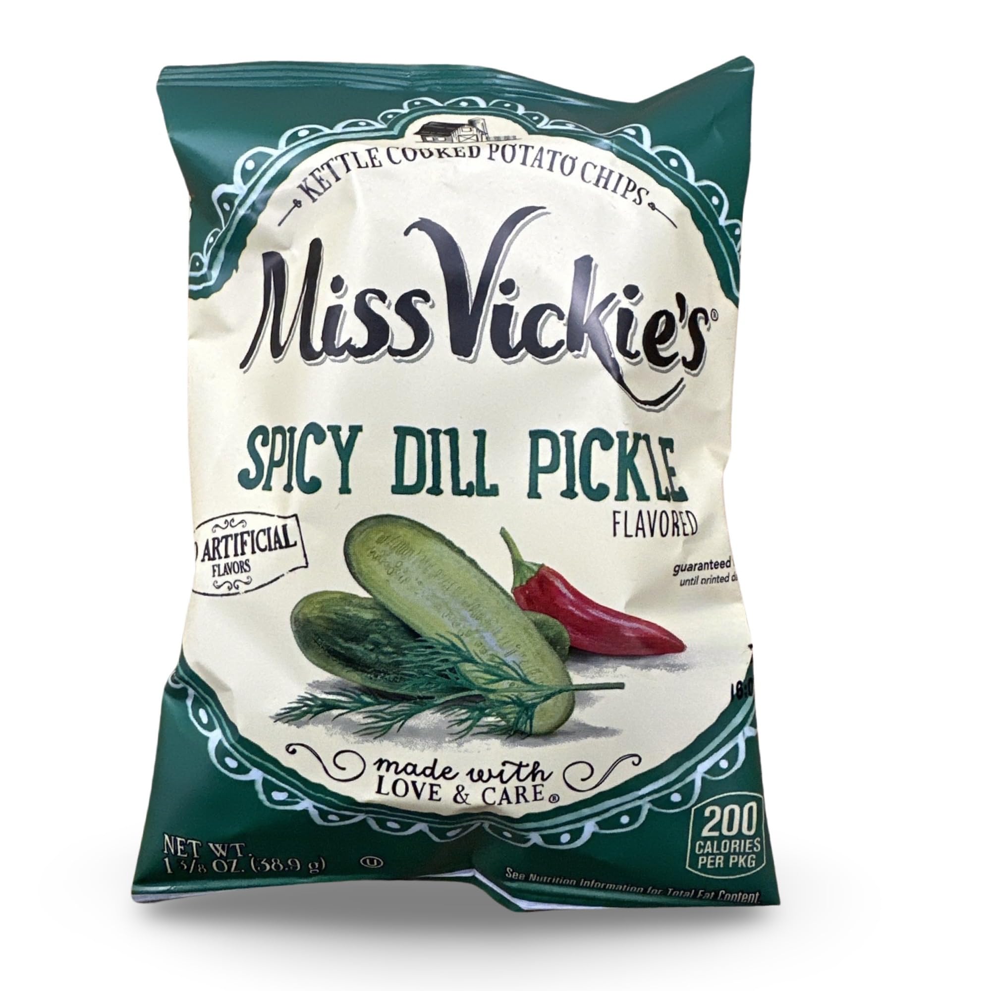 Miss Vickie's Spicy Dill Pickle Kettle Cooked Potato Chips, 1.375 Oz (64 Ct)