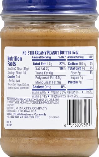 Adams NO-STIR Natural CREAMY PEANUT BUTTER 16oz (4 Pack) 4