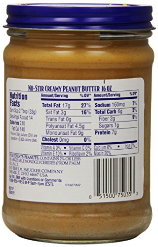 Adams NO-STIR Natural CREAMY PEANUT BUTTER 16oz (4 Pack) 5