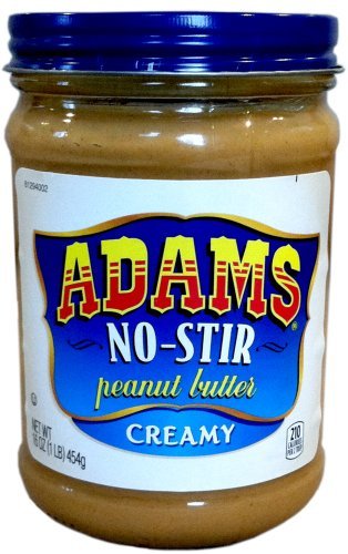 Adams NO-STIR Natural CREAMY PEANUT BUTTER 16oz (6 Pack) by Adams