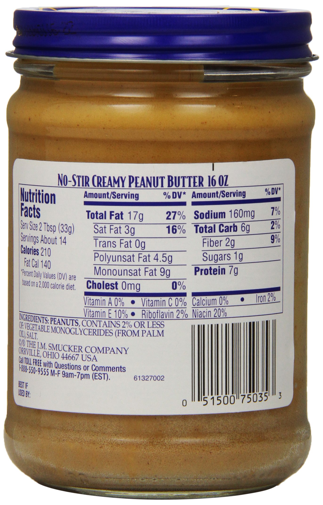 Adams NO-STIR Natural CREAMY PEANUT BUTTER 16oz (3 Pack) 3