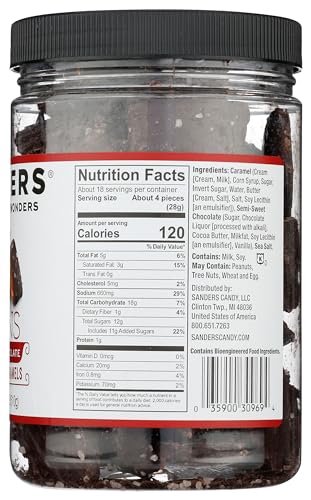 Sanders Dark Chocolate Sea Salt Caramel Thins, Kosher, 18 Ounce (Pack of 6) 6