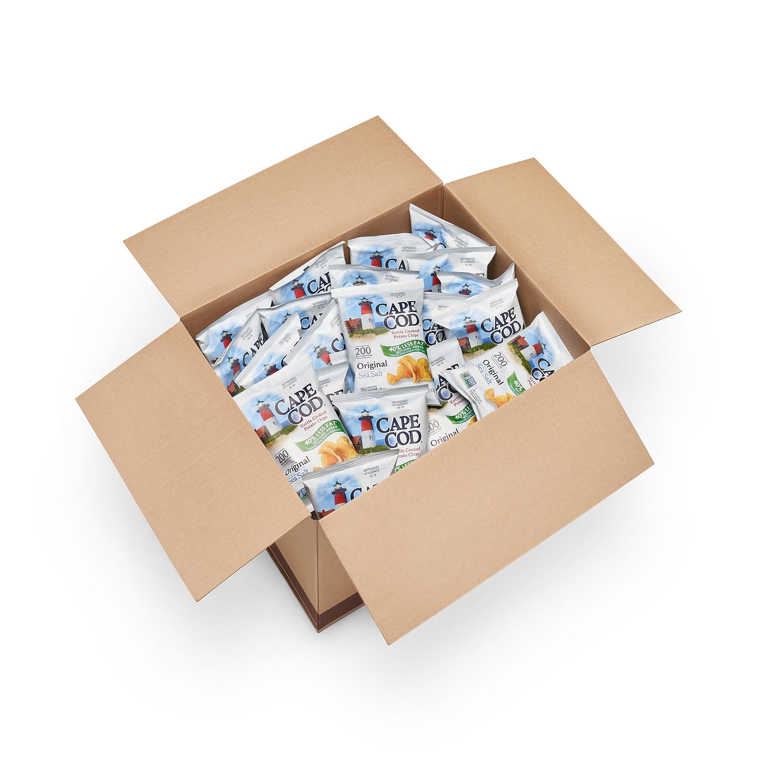 Cape Cod Potato Chips, Less Fat Original Kettle Cooked Chips, 1.5 Oz (Pack of 56)