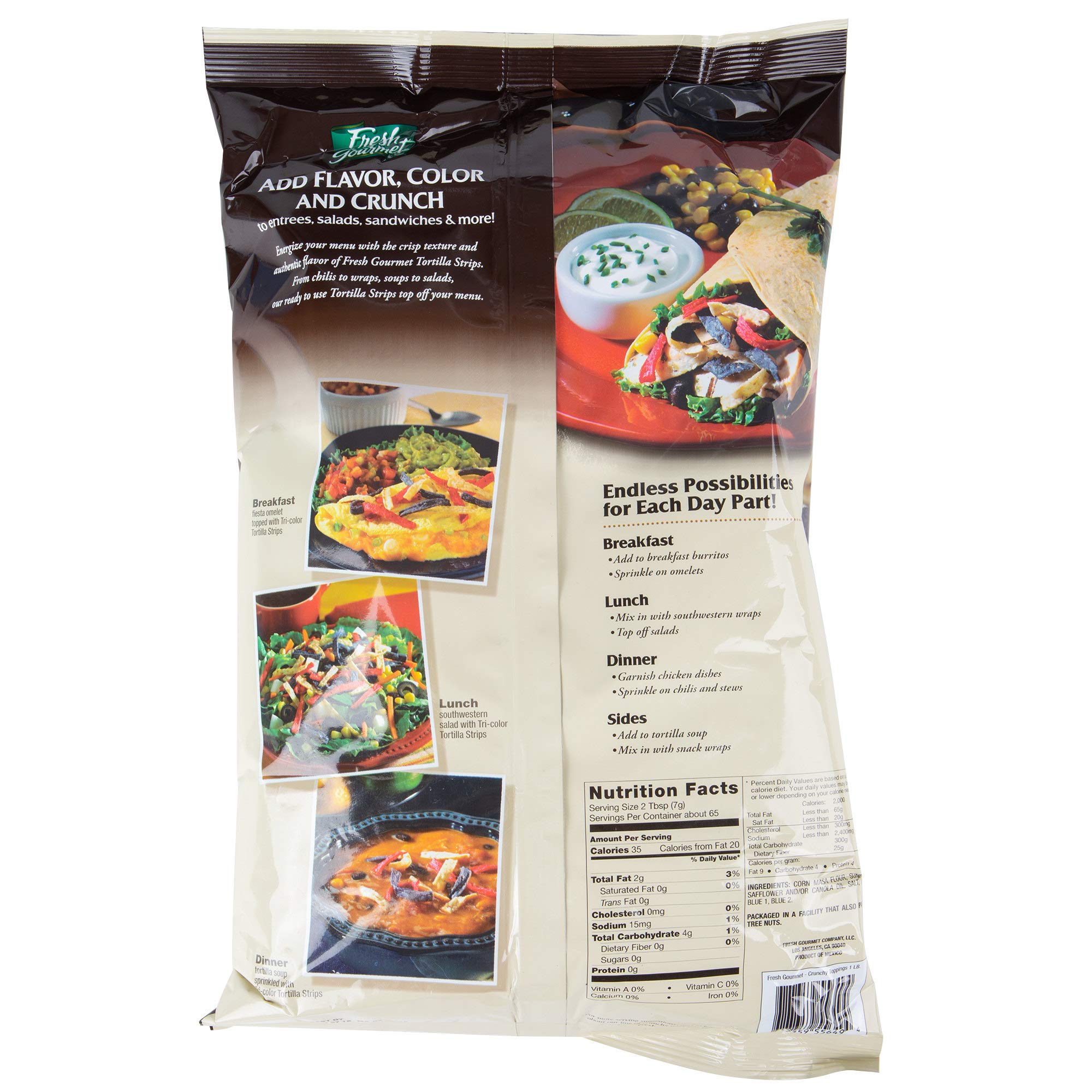 Fresh Gourmet Tri | Color Tortilla Strips | 1 Pound | Low Carb | Crunchy Snack and Salad Topper 3
