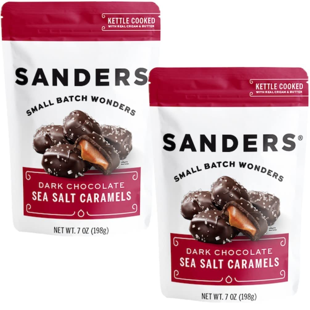 Sanders Dark Chocolate Sea Salt Caramels - 7oz, 6 Bag Case 2
