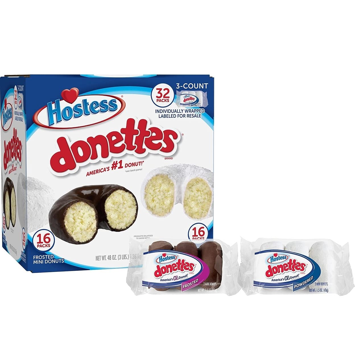 Hostess Mini Powered Donettes and Frosted Chocolate Donettes (1.5 oz., 36 pk.) 3