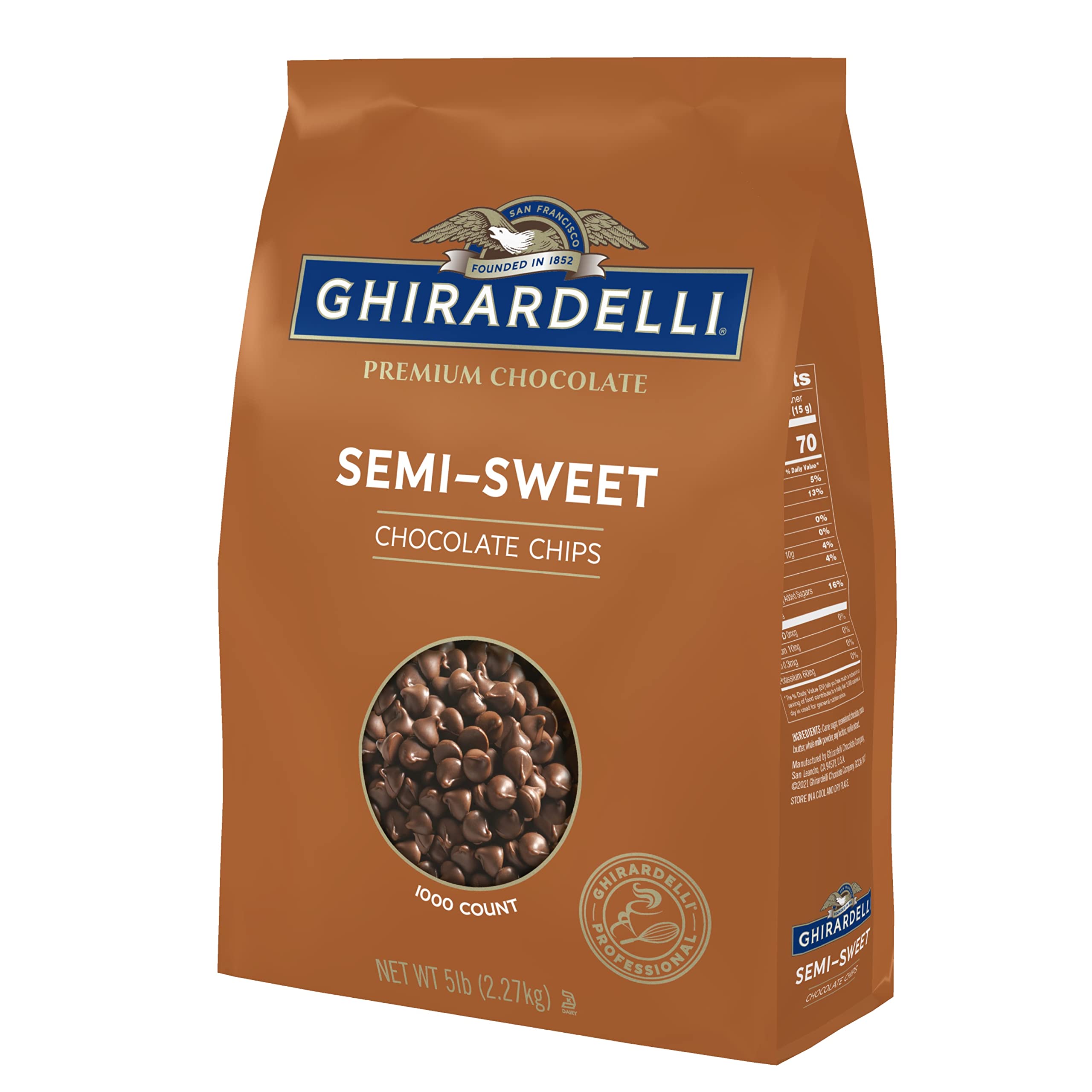 Ghirardelli Chocolate Company Semi-Sweet Chips 1000 per lb., 5lb (Pack of 2)